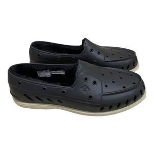 Sperry Top-Sider Black Faux Fur Lined Perforated Loafers, Women's Size 8